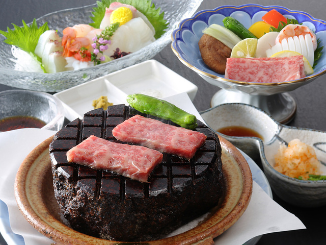 茨城県産黒毛和牛　常陸牛サーロイン+海鮮　筑波石焼き（グレードアッププラン）