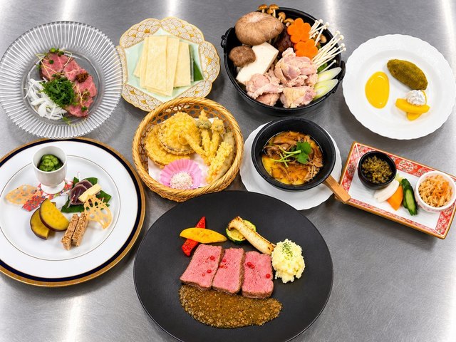 上州牛ステーキをメインに、群馬の味覚を楽しめるこだわりの夕食コース