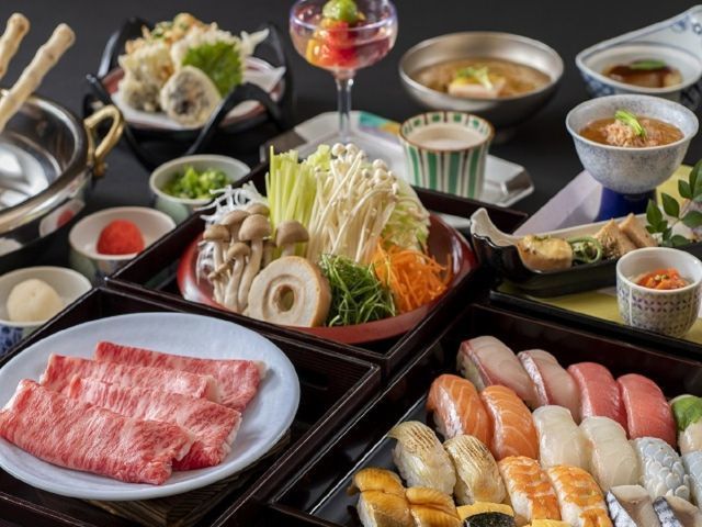 【ご夕食：風月】お寿司や和牛しゃぶしゃぶをお楽しみ頂けます