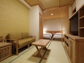 「和」の温もりに包まれる畳敷きの室内に、和ベットを配置したお部屋です※デラックスツイン一例