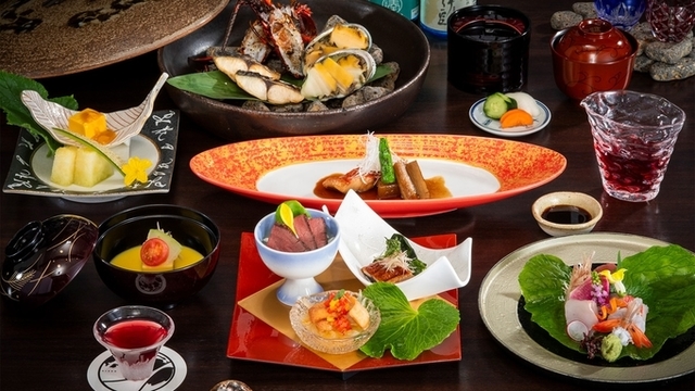【夕食】天遊磯会席「琥珀（こはく）」季節の一例（2025年9月1日～）